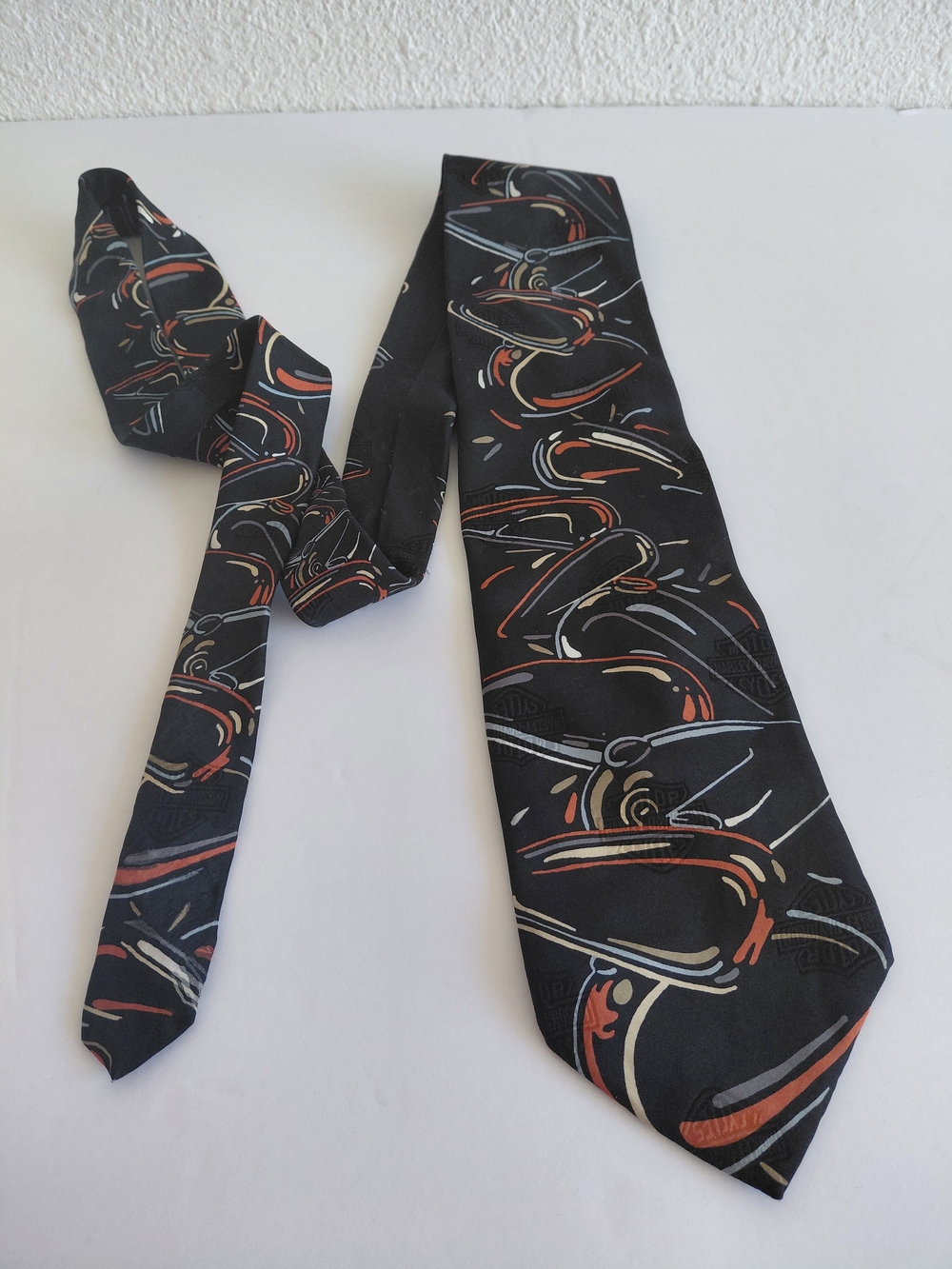 Harley-Davidson 2000 Grafic Tank Muted Silk Necktie Made In USA By Ralph Marlin